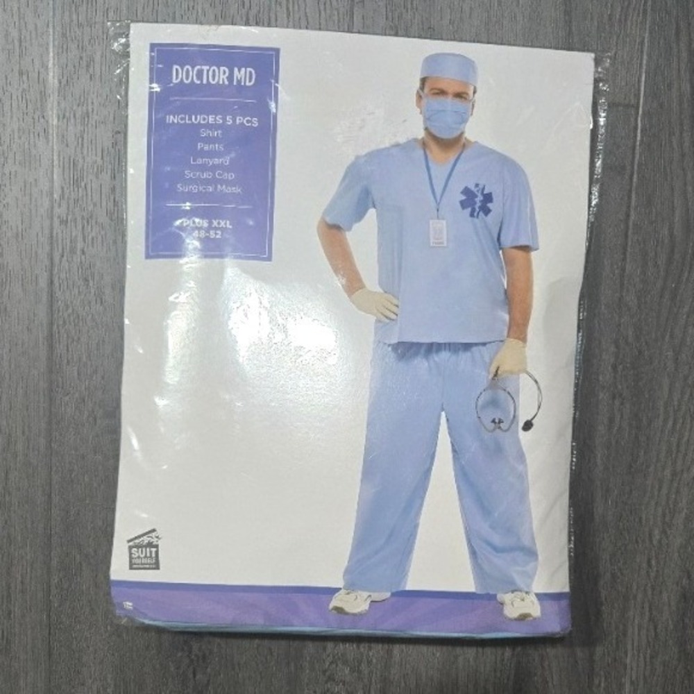Doctor MD Costume Adult Plus Size XXL 48-52 Suit Yourself 5 Piece Scrub Set